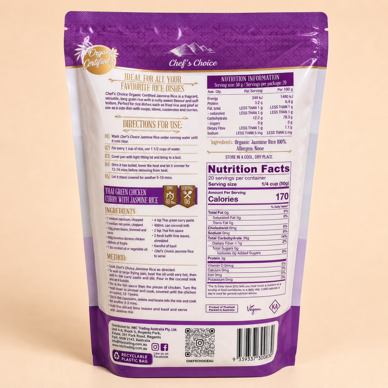 Organic Rice - Jasmine 1kg (Australia)