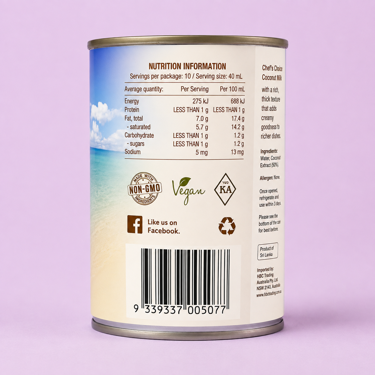 Chef's Choice Organic Coconut - Milk 400ml (Australia)