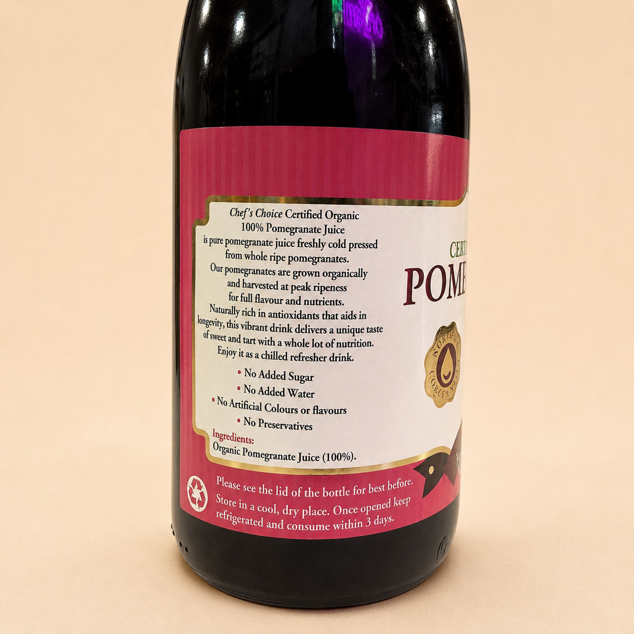 Chef's Choice Organic Pomegranate Juice (750ml) Australia