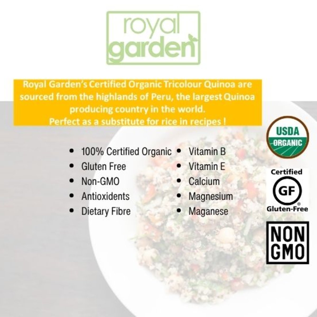 Royal Garden Organic Tricolour Quinoa 500g
