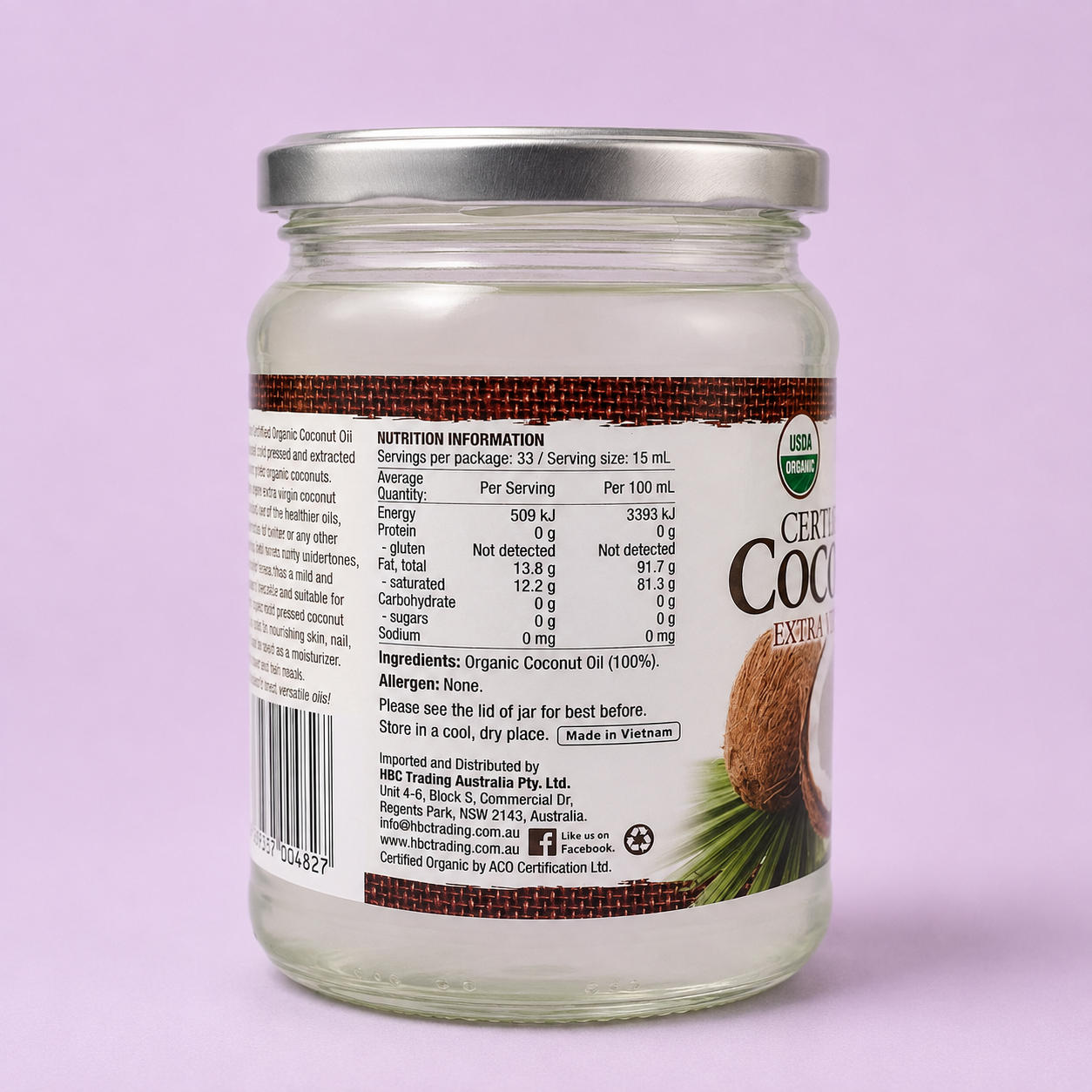 Chef's Choice Organic Coconut Oil - Extra Virgin & Unrefined 500ml (Australia)