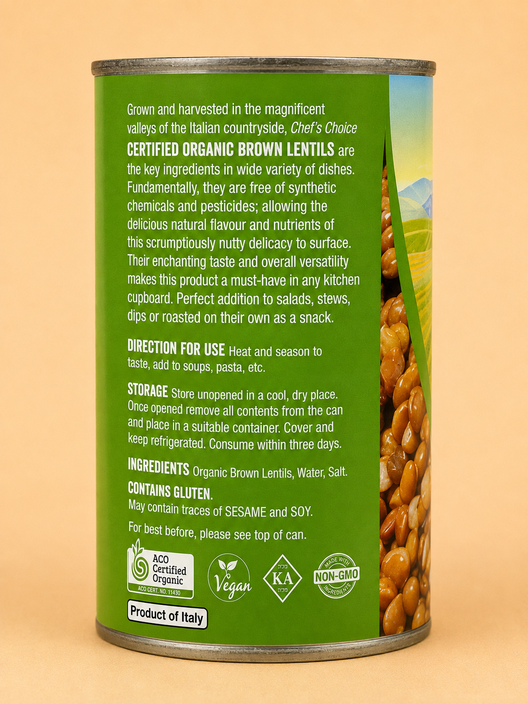 Chef's Choice Organic Brown Lentils - In Water 400g (Australia)