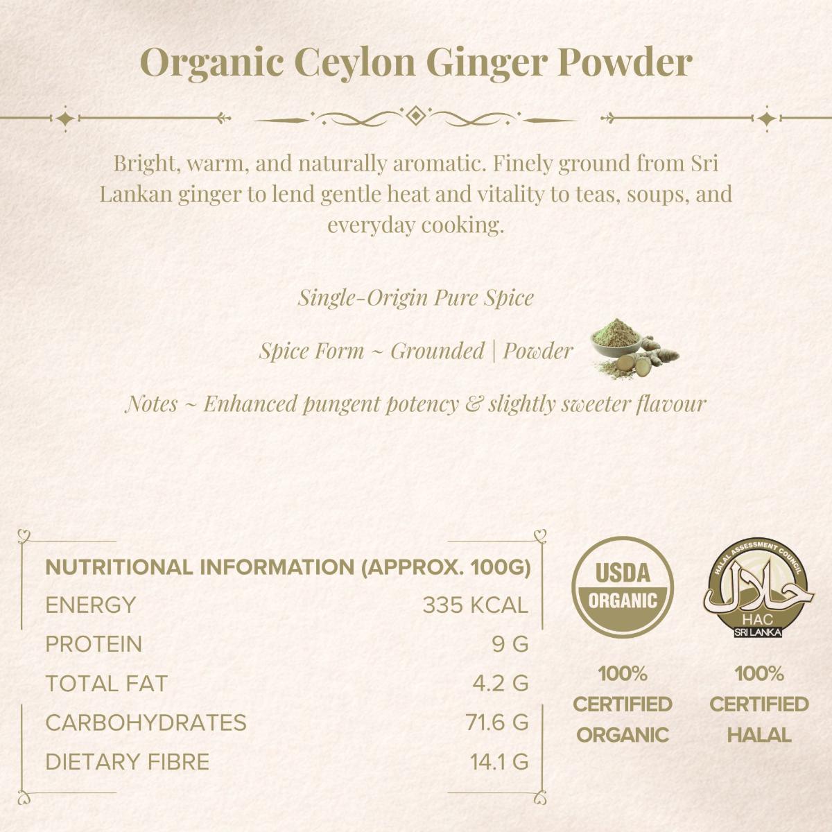 TGA - Organic Ginger Powder in Glass Bottle, 100g