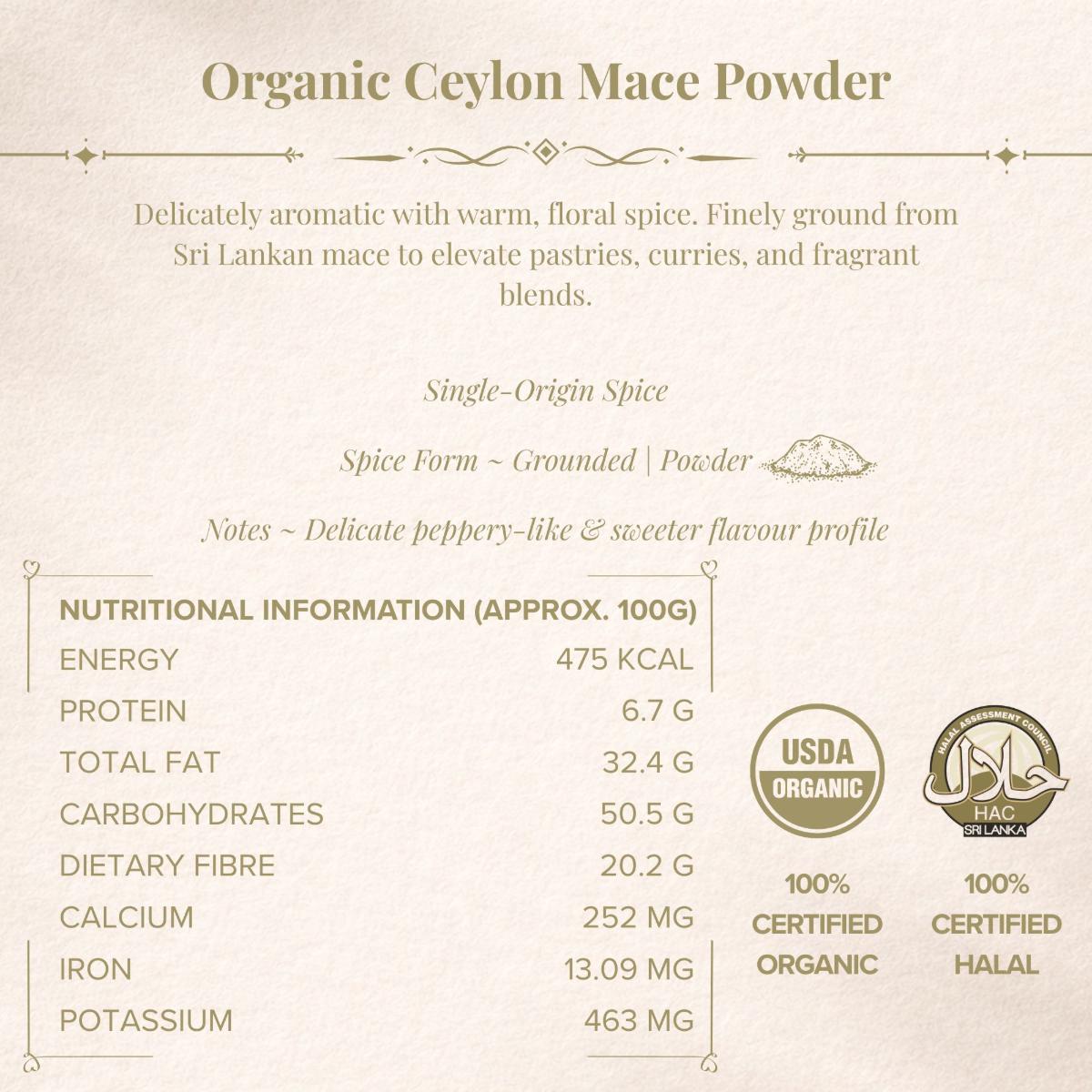 TGA - Organic Mace Powder in Glass Bottle, 100g