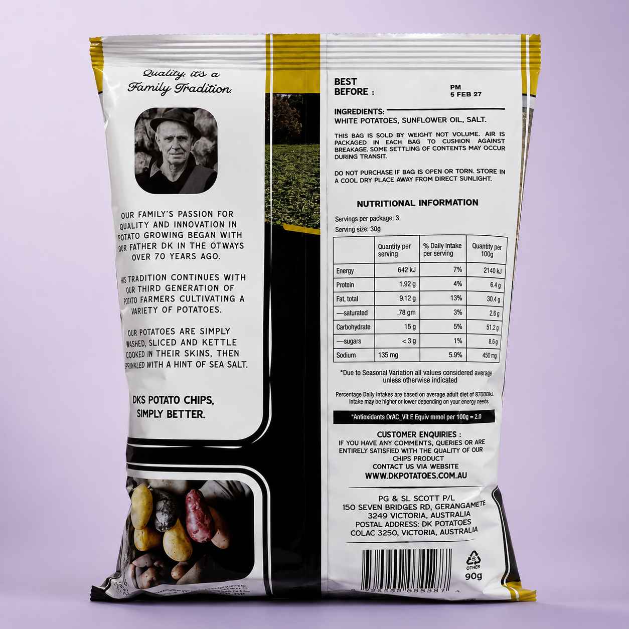 DK’s Australian Classic Potato Chips with Sea Salt - 90g